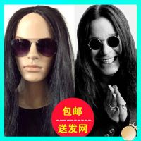 วิกผมผู้ชาย 2022 ใหม่ Ozzy Ozy Osbourne การแสดงบนเวทีร็อค Dibar Dance Hall Nightclub Black Long Straight Man Wig dv