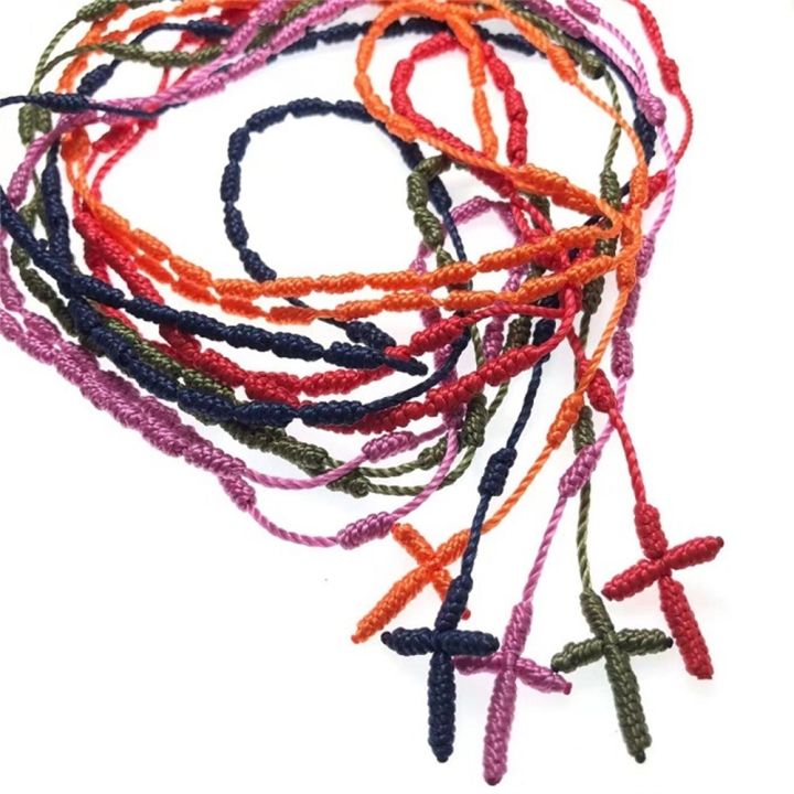 free-shipping-8-pcs-a-pack-coloful-cord-rosary-knot-rosary-rope-rosary-necklace