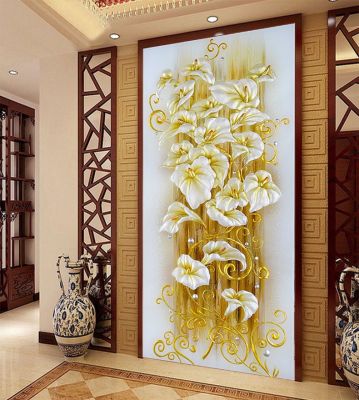 Needlework DIY Cross stitch Sets For Embroidery kits Floral Gold Lily Flower Pattern Printed Scenic Cross-Stitch Wall Home Decro Needlework