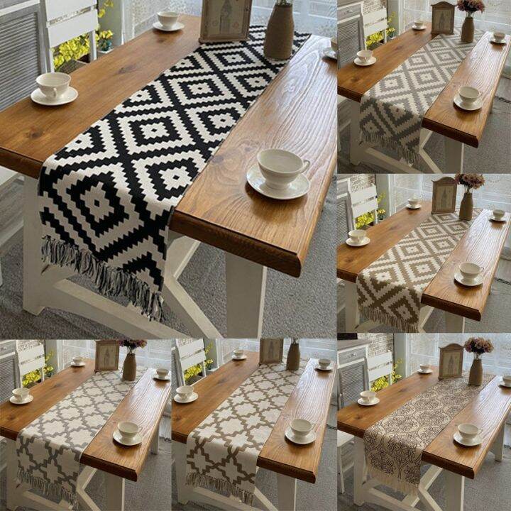 Luxury Cotton Linen Table Runner Cloth 4 6 8 10 Seater Handmade
