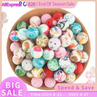 【DT】hot！ Sunrony 15mm 10pcs New Printed Silicone Beads Multi-color BPA Used Chain Accessories