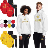 Hot Sale Couple Outfits Hoodie and Jogger Pants High Quality Men Women Daily Casual Sport Jogging Suit King Queen Tracksuit