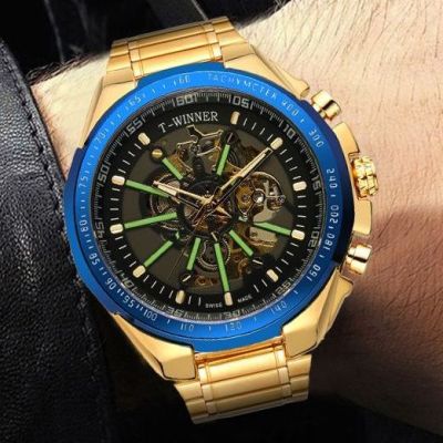 WINNER Men Watch Skeleton Trend Luxury T-WINNER Clock Reloj Hombre Large Dial Luminous Waterproof Man Wristwatch Mens Watches