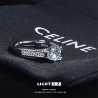 LIGHT &amp; Z Brilliant Super Flash หัวใจและลูกศร1เพชรกะรัต Ring Moissanite แหวนปรับขนาดได้สำหรับผู้หญิง