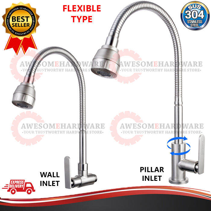 (SUS304 STAINLESS STEEL) FIX OR FLEXIBLE SPOUT KITCHEN FAUCET SINK