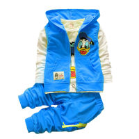 Boys Clothes Sets Cartoon Duck Boys And Girls clothes Vest + Full Sleeve Shirt + Pants 3 Pcs Baby Leisure Kids Clothing set Suit