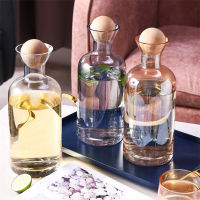 Nordic Glass Carafe Water Pitcher with Wood Lid Kettle Drinking Cup Tea Pot Juice Jug Household Drinkware Clear Water Bottle