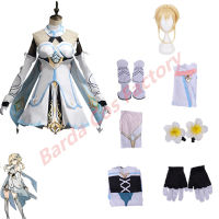 Genshin Impact Lumine Game Dress s Socks Lolita Maid Uniform Cosplay Costume Halloween Party Role Play Outfit For Women