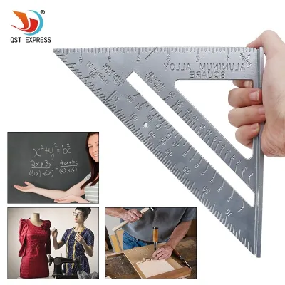 QSTEXPRESS 7 quot; Triangle Square Ruler Aluminum Alloy Speed Square Protractor Miter For Carpenter Measurement Tool