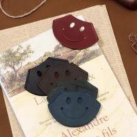 Cowhide Bookmark Smiling Face Personalized Leather Book Divider Label Clip Teachers Gift Bookmarks for Books Book Marker