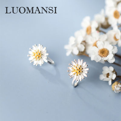 Luomansi Real S925 Sterling Silver Daisy Pierced Ear Clip Female Jewelry Birthday Party Gift