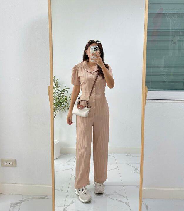 พร้อมส่ง-จั้มสูทขายาว-ผ้าเปลือกไม้-jj32