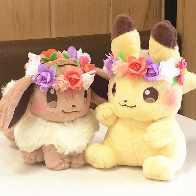 อีสเตอร์เทศกาลฤดูใบไม้ผลิโปเกมอนของเล่นตุ๊กตา Pikachu Eevee ยัดไส้ของเล่น Kawaii ดอกไม้ Corolla เอลฟ์ P Eluche ตุ๊กตาเด็กของขวัญวันเกิด
