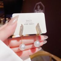 [COD] 925 silver needle pearl earrings new trendy net red super fairy temperament tassel Korean fashion all-match women