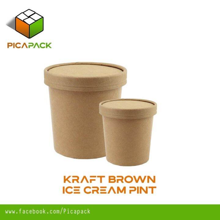 10pcs Kraft Brown Ice Cream Container Ice cream Tub Takeout tub Pint