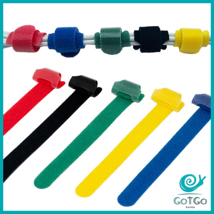 gotgo-เทปตีนตุ๊กแก-ที่รัดสายชาร์จ-สายหูฟัง-สายรัดสายไฟ-10pcs-magic-tape-tie-strap
