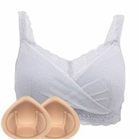 Mastectomy Bra Silicone Breast Underwear Cover Insertable Fake Chest Breathable no Steel Ring Gray Bra C Cup8820