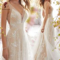 Bride Wedding Dresses with Lace Appliques V Neck Bridal Gown Elegant for Women New