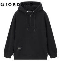 GIORDANO Men Hoodies Polar Fleece Skin-Friendly Loose Hoodies Half Placket Zip Front Drop Shoulder Warm Casual Hoodies 01022799