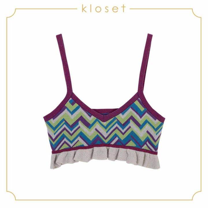 kloset-knitted-crop-top-ss18-t024-เสื้อผ้าผู้หญิง-เสื้อผ้าแฟชั่น-เสื้อแฟชั่น-เสื้อผ้านิตติ้ง-เสื้อสายเดี่ยว