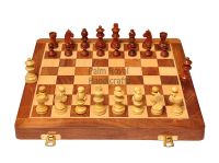 Palm Royal Handicrafts Handmade Magnetic Wooden Chess Board with Wooden Chessmen Set with Extra Queens 12 x 12