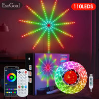 EsoGoal ไฟ LED Strip ไฟคริสต์มาสโคมไฟสีดรีมไฟแถบ RGB 5050ไฟ LED พลุยืดหยุ่นอัจฉริยะไฟซิงค์เสียงเพลงพร้อมรีโมท APP DC 5V