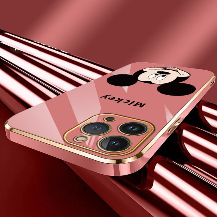 jiefie-การ์ตูน-mickey-เคสโทรศัพท์-realme-5i-6i-7i-8i-9i-5-5s-5-pro-8-8-pro-9-9-pro-narzo-50a-50i-50a-prime-เมาส์มิกกี้น่ารักกรอบโทรศัพท์ขอบตรง-tpu-ชุบโครเมียม