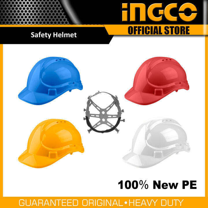 INGCO Hard Hat Safety Helmet PE Shell with Vents & Chinstrap NON