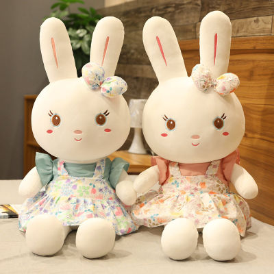 Tie Skirt Bow Floral Rabbit Doll Plush Animals Toys Birthday Gifts Children
