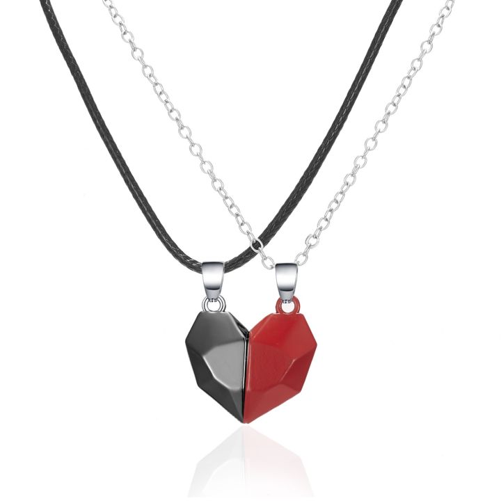 couple-necklace-bracelet-for-lovers-men-women-korean-fashion-magnetic-gothic-punk-heart-pendant-necklace-bracelet-party-gift