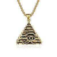 Punk Rock Titanium Steel Eye Of Horus Pyramid Pendants Necklace For Men Retro Jewelry Drop Shipping