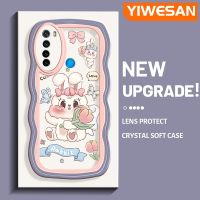 YIWESAN เคสสำหรับ Xiaomi Redmi Note 8 2021 Note 8T น่ารักลายการ์ตูนดอกไม้กระต่ายเคสโทรศัพท์แบบใสขอบเป็นคลื่นซิลิโคนที่สร้างสรรค์ง่ายเคสนิ่มกันกระแทกป้องกันเลนส์กล้องเคสใส