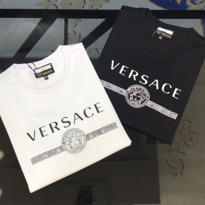 Versaceเรียเสื้อยืดใหม่ฤดูใบไม้ผลิและฤดูร้อน Fanjia ผ้าฝ้ายคอกลมแขนสั้น,ฉบับภาษาเกาหลีหลวมชายและหญิงแขนครึ่งคู่