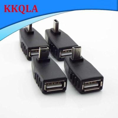 QKKQLA OTG Adapter Mini USB 5Pin Male to USB Female 90 Degree Angle Converter Connector for Car MP3 MP4 Tablets Phone U-Disk