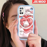 เคส JIUMOO สำหรับ OPPO เคส A52 A72 A92 4G เคสลายการ์ตูนน่ารัก3D กระต่ายแฟชั่นครีมคลื่นขอบเคสโทรศัพท์แบบใสสีสันสดใสป้องกันเลนส์กล้องเคสนิ่มโปร่งใสเคสซิลิโคนกันกระแทก