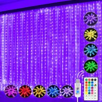 RGB 16 Color Changing String Lights Fairy Curtain Lights USB Remote Control Garland for Christmas Window Wedding Party Decor