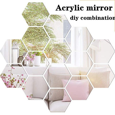 12Pcs 3D Mirror Hexagon Removable Acrylic Wall Sticker Mirror Decal Home Decoration Art DIY