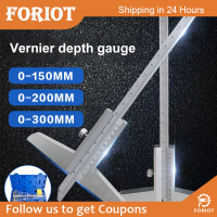 Foriot  0-150Mm 0-200Mm 0-300Mm Vernier Depth Gauge เครื่องวัดความลึกไมโครมิเตอร์เครื่องมือวัดไมโครมิเตอร์หัวเลื่อนเวอร์เนียคาลิปเปอร์ขนาดเล็ก