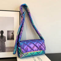 กระเป๋าบุนวมผ้าฝ้ายแบบพกพาสำหรับทำงานกระเป๋า Crossbody ลำลองไล่ระดับสี