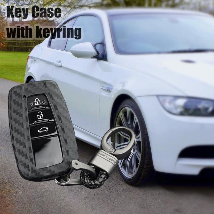 carbon-fiber-car-key-cover-case-shell-for-highland-coralla-hilux-fortuner-landcruiser-crown-keychains-key-case-accessories-competent