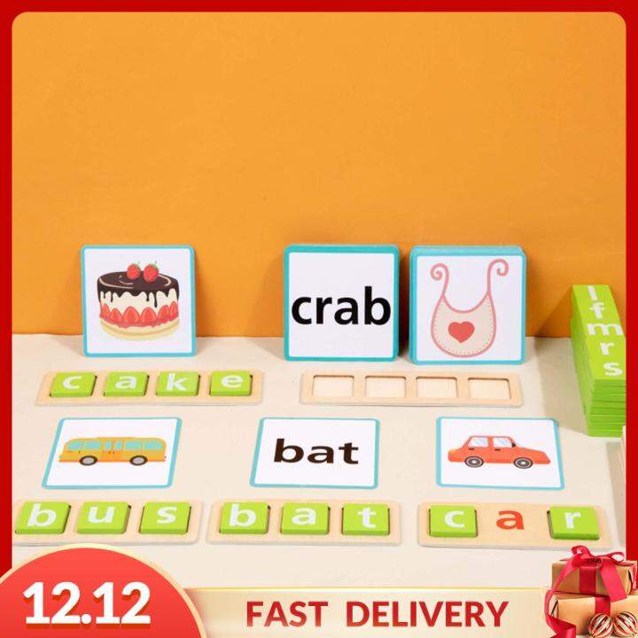 Pezhong Sorting Spelling Games Wooden Short Vowel Reading Letters for ...