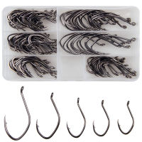 120PcsBox Carbon Steel Fishing Hooks Set 1#-60 Big game Catfish Bait Hooks barbed Freshwater Saltwater Bass Lures Fishhook