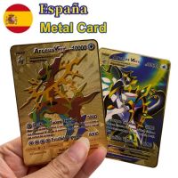 【LZ】☫  Cartas de Pokémon Metal Espanhol Letras de Ferro Mewtwo Pikachu Gx Charizard Vmax Metal 10000