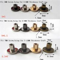 FUYU 10ชุดแบนหัวทองเหลือง Solid แกนสกรูที่ตกแต่งเล็บหนังกระเป๋าสตางค์ทำมือเข็มขัด DIY