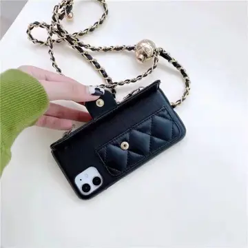 Chanel Leather Card phone case for Apple 13 pro max Backpack 12 11 xs xr  chain anti falling