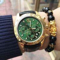 New Jinlao waterproof high-end belt green water ghost watch mens and womens dial leather monster non-mechanical