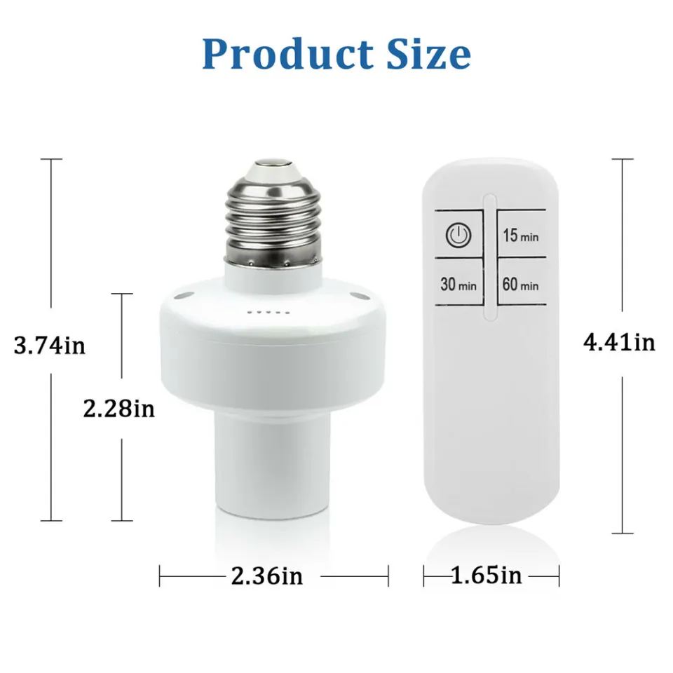 Wireless Remote Control Light Lamp E27 Screw Bulb Base Holder Cap