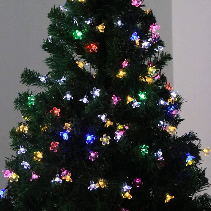 โคมไฟพลังงานแสงอาทิตย์รูปดอกพีช-led-โคมไฟตกแต่งลานสวนวันคริสต์มาสเข็มขัดสีขนาดเล็ก