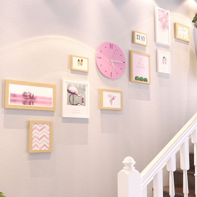 10 pcs Photo Frame Combination Girl Kids Room Pink Decorative Paintings Personalized Gift Photo Porch DIY Picture Frame Mural Cl