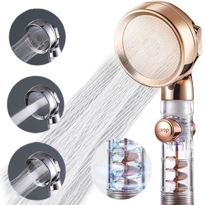 New 3-Mode Turbo Charged Shower Head Pusher Shower Head Advanced Bathroom Water Filter Shower Device Showerheads